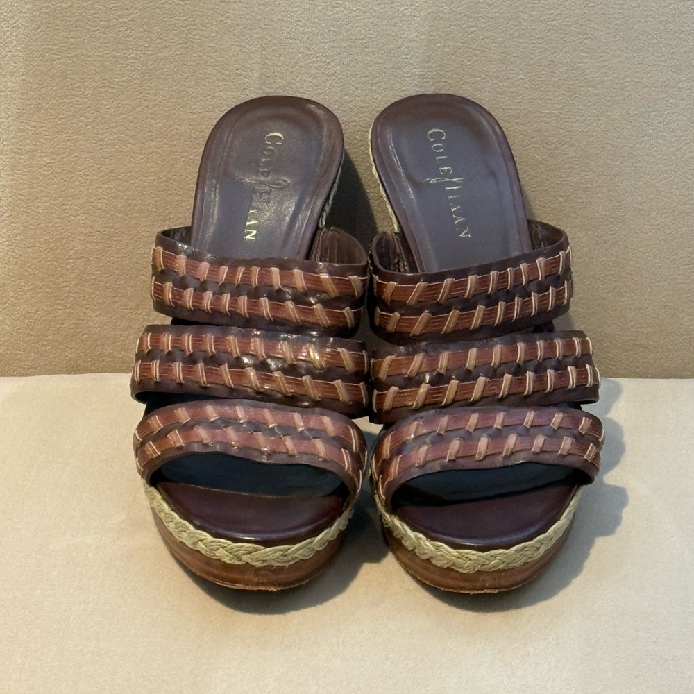 Cole Haan Women's Tan and Brown Woven Mules